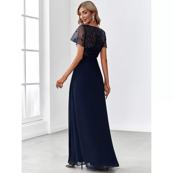 imageEverPretty Womens ALine Sweetheart Illusion Embroidered Maxi Party Evening Dress 7706Navy