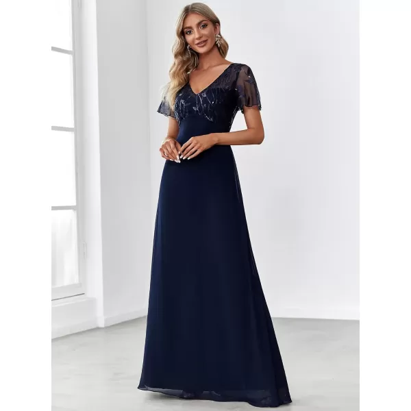 imageEverPretty Womens ALine Sweetheart Illusion Embroidered Maxi Party Evening Dress 7706Navy