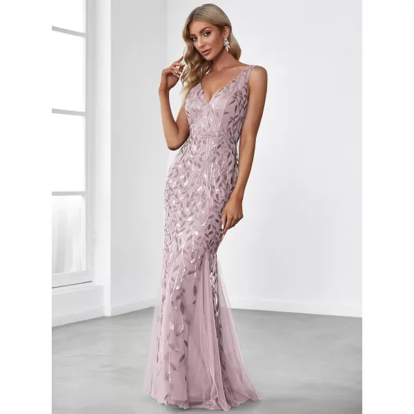 imageEverPretty Womens Formal Dress Sequin Double VNeck Sleeveless Mermaid Long Evening Dress 07886Lilac