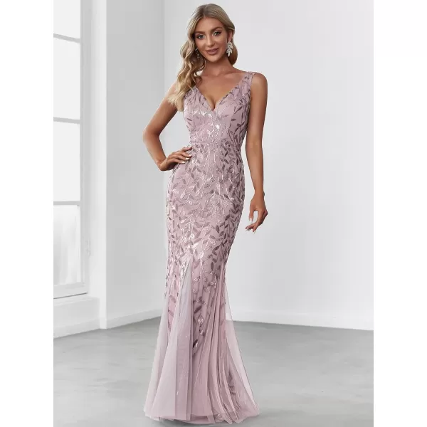 imageEverPretty Womens Formal Dress Sequin Double VNeck Sleeveless Mermaid Long Evening Dress 07886Lilac