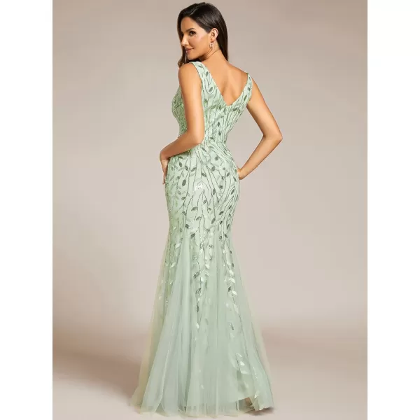 imageEverPretty Womens Formal Dress Sequin Double VNeck Sleeveless Mermaid Long Evening Dress 07886Mint Green