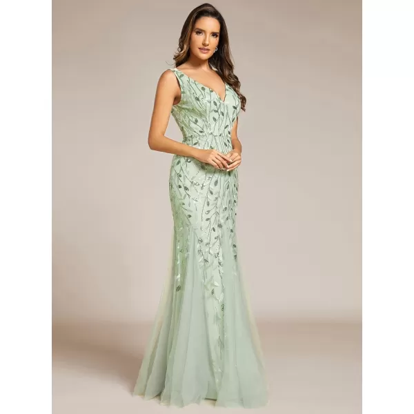 imageEverPretty Womens Formal Dress Sequin Double VNeck Sleeveless Mermaid Long Evening Dress 07886Mint Green