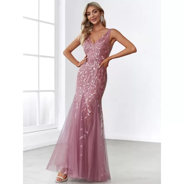 imageEverPretty Womens Formal Dress Sequin Double VNeck Sleeveless Mermaid Long Evening Dress 07886Orchid