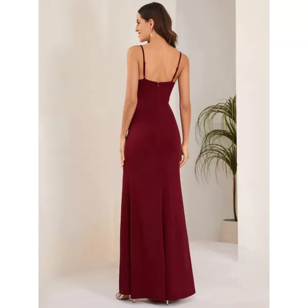 imageEverPretty Womens Spaghetti Strap Sleeveless Sequin Slit Bodycon FloorLength Evening Dresses 01667Burgundy