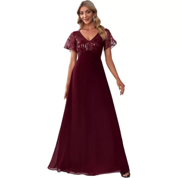 imageEverPretty Womens ALine Sweetheart Illusion Embroidered Maxi Party Evening Dress 7706Burgundy