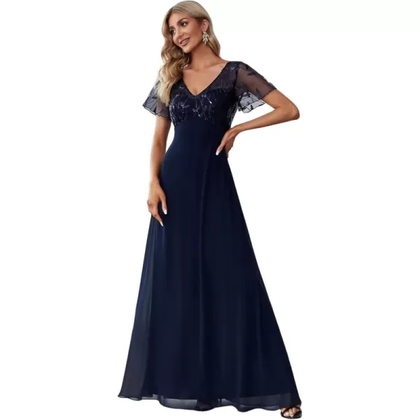 imageEverPretty Womens ALine Sweetheart Illusion Embroidered Maxi Party Evening Dress 7706Navy