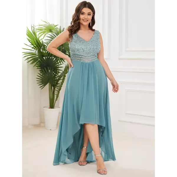 imageEverPretty Plus Womens V Neck Seuiqn Empire Waist Maxi Formal Evening Party Dress 0410DADusty Blue