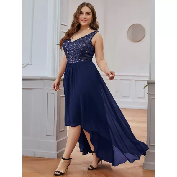 imageEverPretty Plus Womens V Neck Seuiqn Empire Waist Maxi Formal Evening Party Dress 0410DANavy Blue