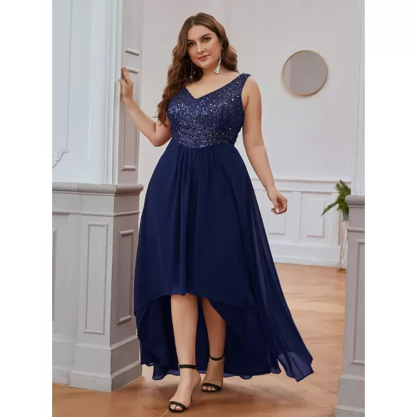 imageEverPretty Plus Womens V Neck Seuiqn Empire Waist Maxi Formal Evening Party Dress 0410DANavy Blue