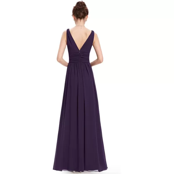 imageEverPretty Womens Bridesmaid Dress VNeck Sleeveless A Line Chiffon Floor Length Formal Dress 09016Purple