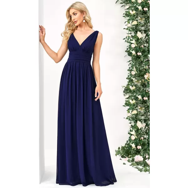 imageEverPretty Womens Bridesmaid Dress VNeck Sleeveless A Line Chiffon Floor Length Formal Dress 09016Royal Blue