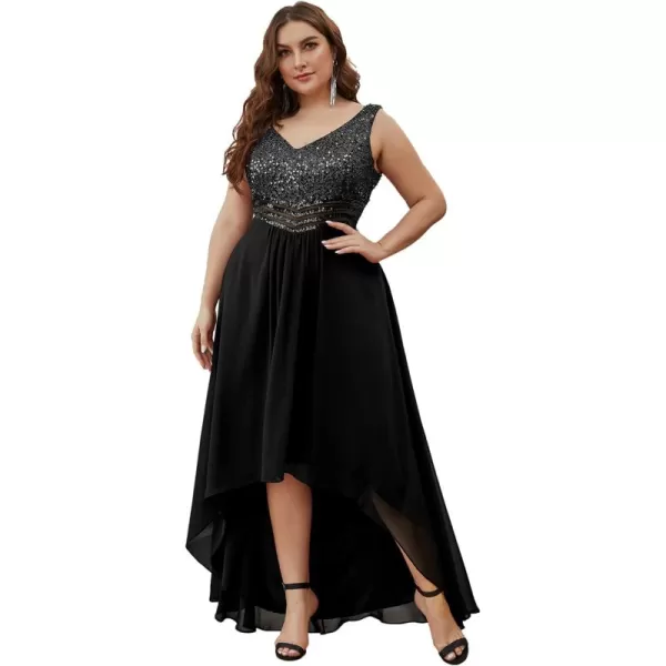 imageEverPretty Plus Womens V Neck Seuiqn Empire Waist Maxi Formal Evening Party Dress 0410DABlack