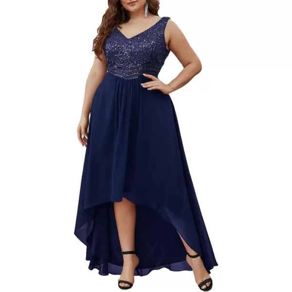 imageEverPretty Plus Womens V Neck Seuiqn Empire Waist Maxi Formal Evening Party Dress 0410DANavy Blue