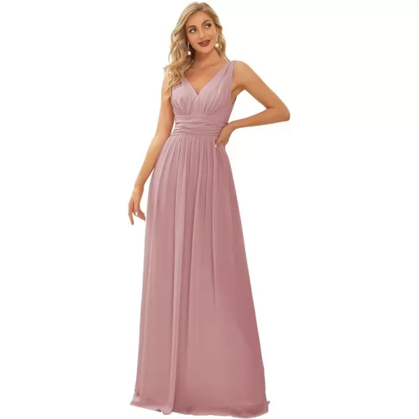 imageEverPretty Womens Bridesmaid Dress VNeck Sleeveless A Line Chiffon Floor Length Formal Dress 09016Dusty Rose