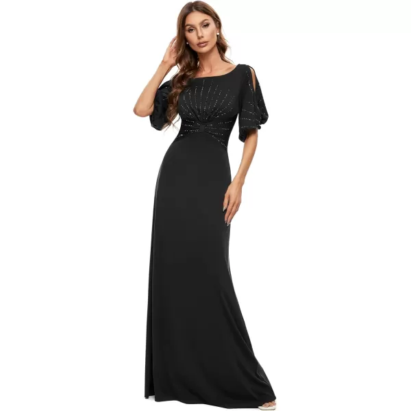 imageEverPretty Womens Round Neck Hollow Out Sleeves Mermaid Beaded Formal Dresses 0544USABlack