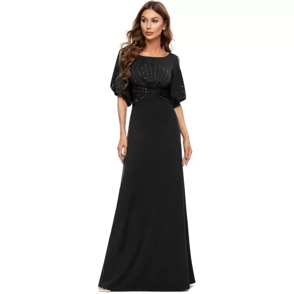 imageEverPretty Womens Round Neck Hollow Out Sleeves Mermaid Beaded Formal Dresses 0544USABlack