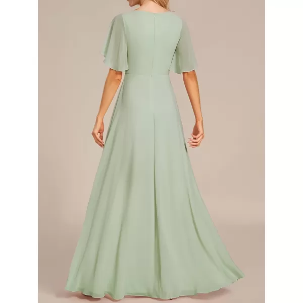 imageEverPretty Womens Mothers Dress Chiffon V Neck A Line Appliques Waist Formal Dresses 01960Mint Green