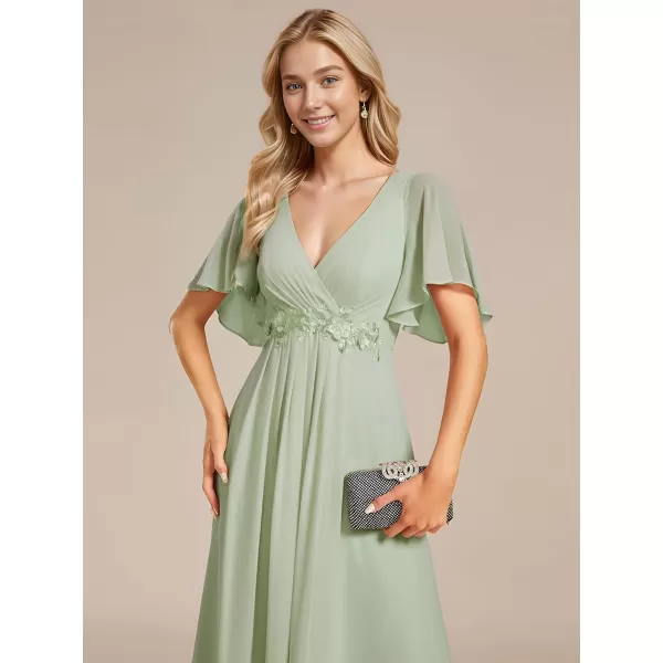 imageEverPretty Womens Mothers Dress Chiffon V Neck A Line Appliques Waist Formal Dresses 01960Mint Green