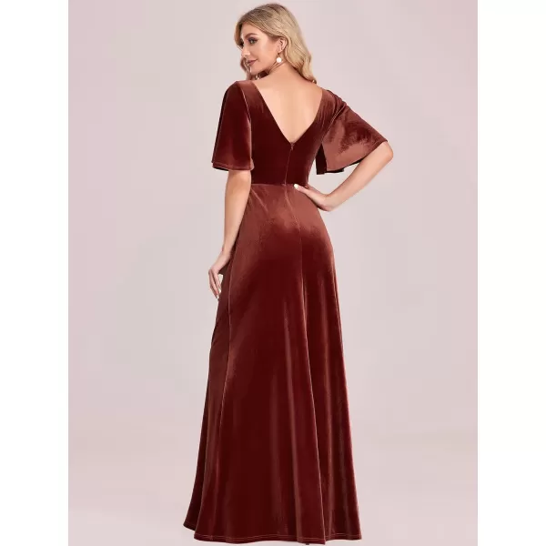 imageEverPretty Womens Retro Evening Gown A Line VNeck Wrap Velvet Long Formal Dresses 0861Maroon