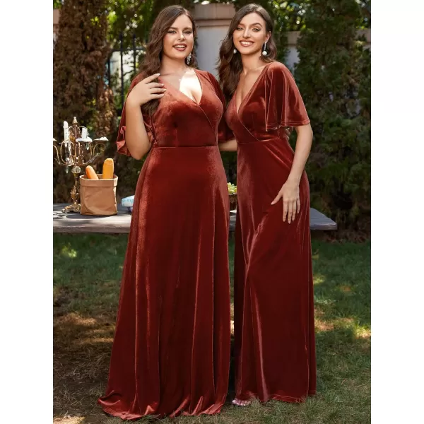 imageEverPretty Womens Retro Evening Gown A Line VNeck Wrap Velvet Long Formal Dresses 0861Maroon