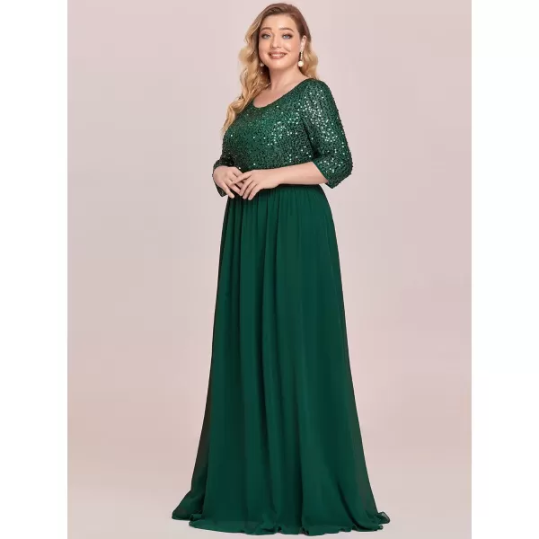 imageEverPretty Womens Round Neck Maxi Dresses Sequin Plus Size Formal Dresses for Women 0683PZDark Green