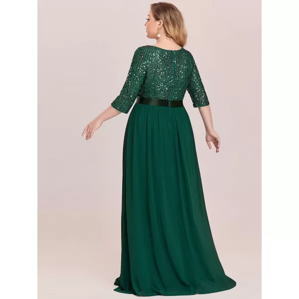 imageEverPretty Womens Round Neck Maxi Dresses Sequin Plus Size Formal Dresses for Women 0683PZDark Green