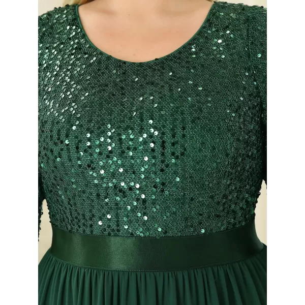 imageEverPretty Womens Round Neck Maxi Dresses Sequin Plus Size Formal Dresses for Women 0683PZDark Green