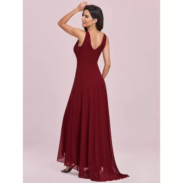 imageEverPretty Double VNeck Rhinestones Ruched Bust HiLo Evening Party Dress 09983Burgundy