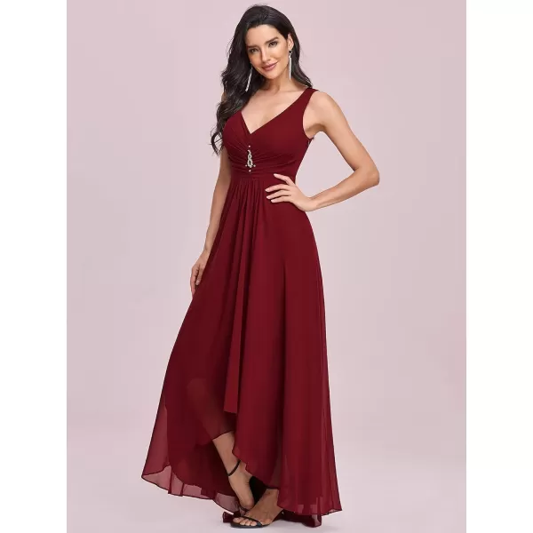 imageEverPretty Double VNeck Rhinestones Ruched Bust HiLo Evening Party Dress 09983Burgundy