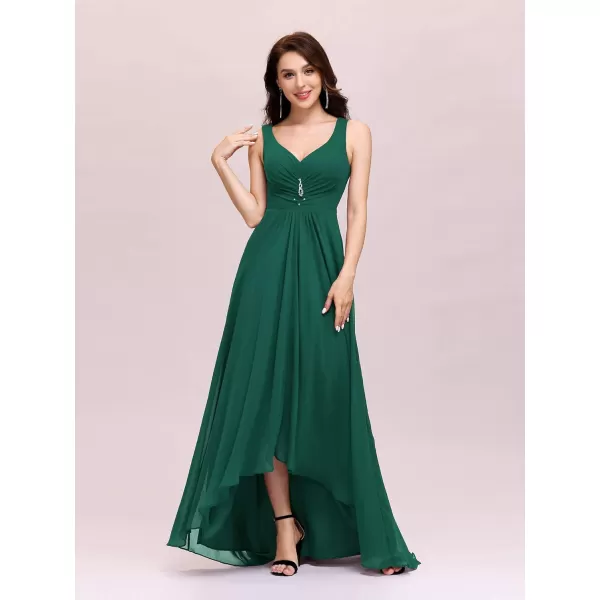 imageEverPretty Double VNeck Rhinestones Ruched Bust HiLo Evening Party Dress 09983Dark Green