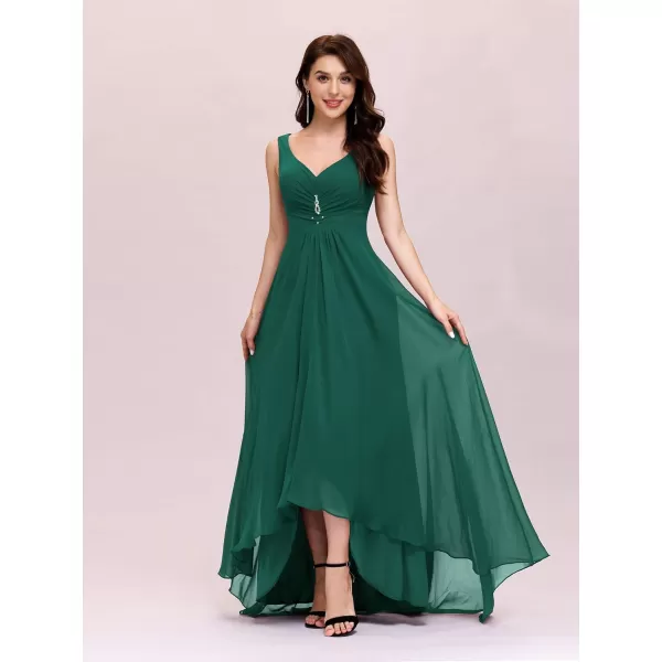 imageEverPretty Double VNeck Rhinestones Ruched Bust HiLo Evening Party Dress 09983Dark Green