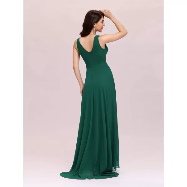 imageEverPretty Double VNeck Rhinestones Ruched Bust HiLo Evening Party Dress 09983Dark Green