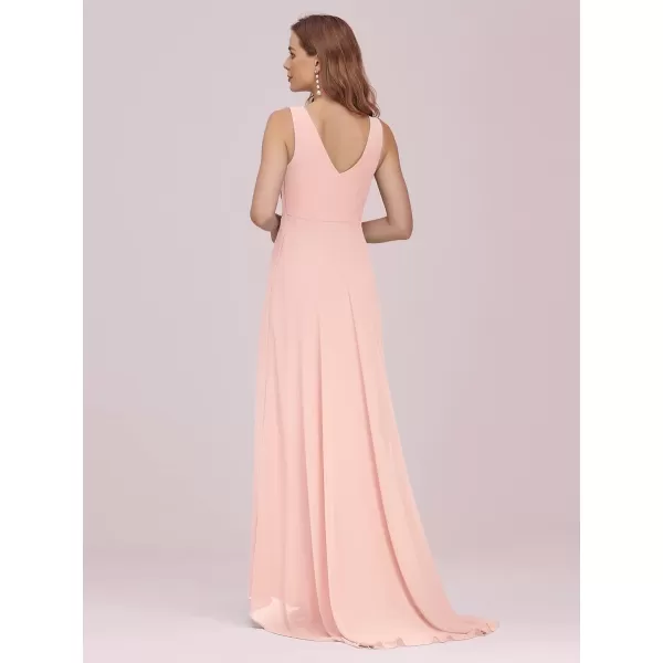 imageEverPretty Double VNeck Rhinestones Ruched Bust HiLo Evening Party Dress 09983Pink