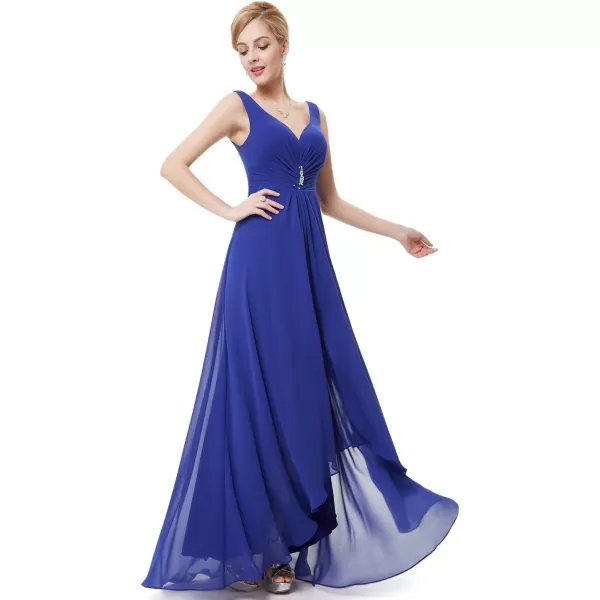 imageEverPretty Double VNeck Rhinestones Ruched Bust HiLo Evening Party Dress 09983Sapphire Blue