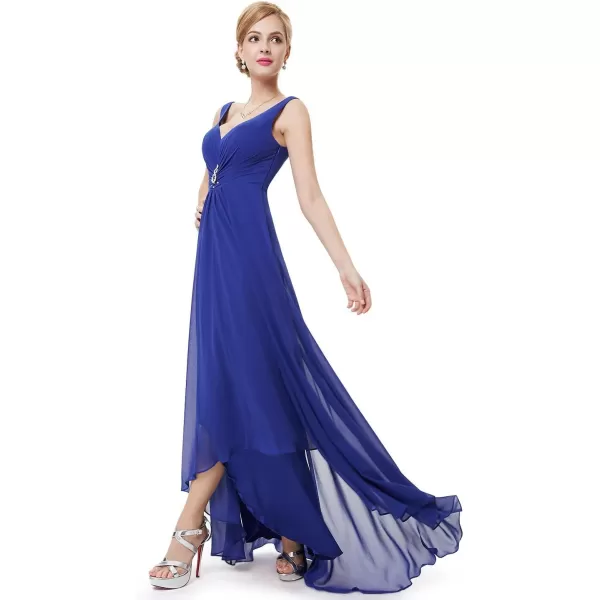 imageEverPretty Double VNeck Rhinestones Ruched Bust HiLo Evening Party Dress 09983Sapphire Blue