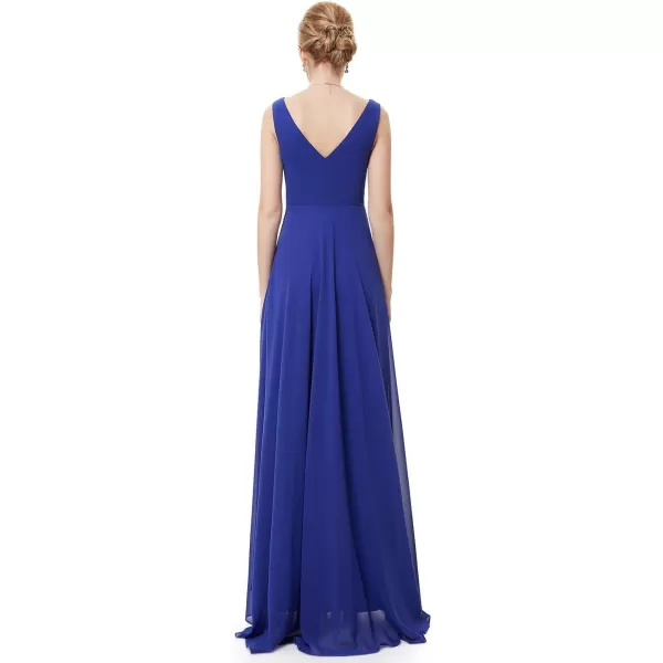 imageEverPretty Double VNeck Rhinestones Ruched Bust HiLo Evening Party Dress 09983Sapphire Blue