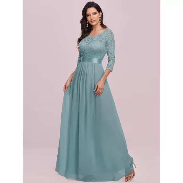 imageEverPretty Womens Bridesmaid Dresses 34 Sleeve Empire Waist Maxi Mother of The Bride Dresses 07412Blue