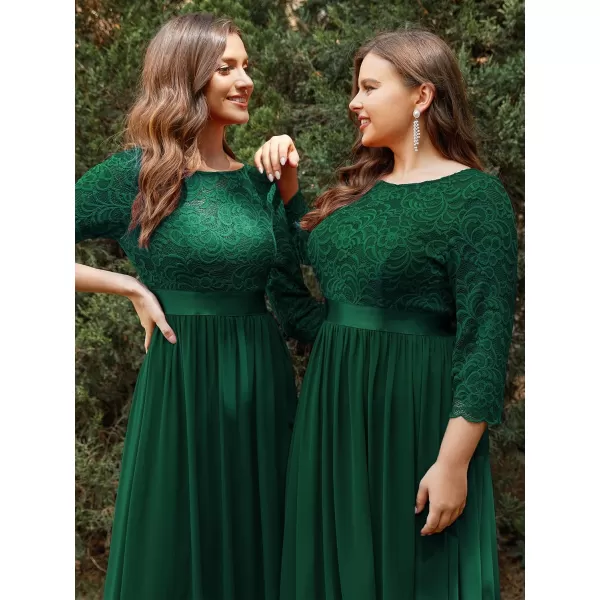 imageEverPretty Womens Bridesmaid Dresses 34 Sleeve Empire Waist Maxi Mother of The Bride Dresses 07412Dark Green