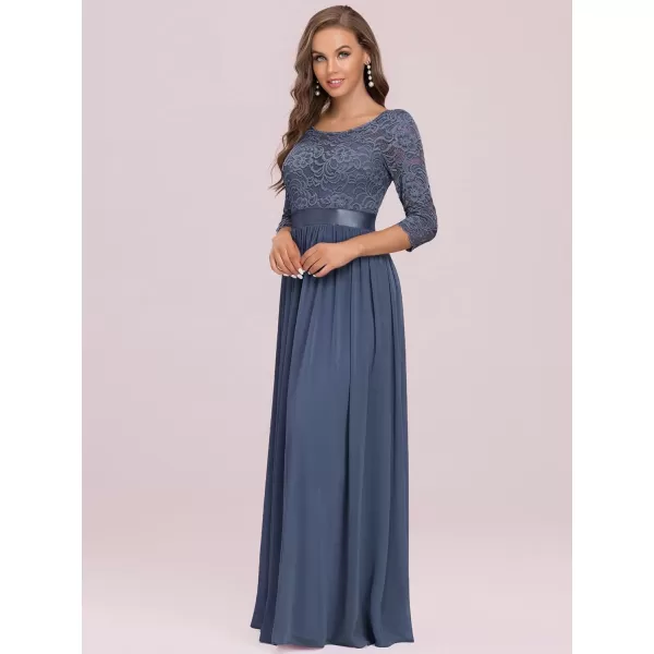 imageEverPretty Womens Bridesmaid Dresses 34 Sleeve Empire Waist Maxi Mother of The Bride Dresses 07412Dusty Blue