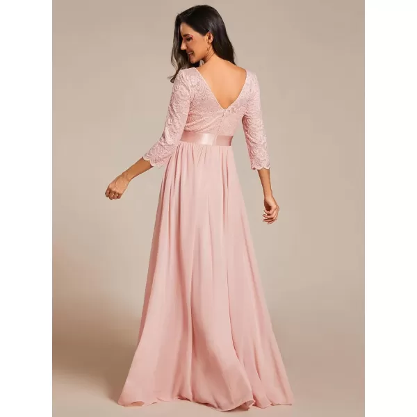 imageEverPretty Womens Bridesmaid Dresses 34 Sleeve Empire Waist Maxi Mother of The Bride Dresses 07412Pink