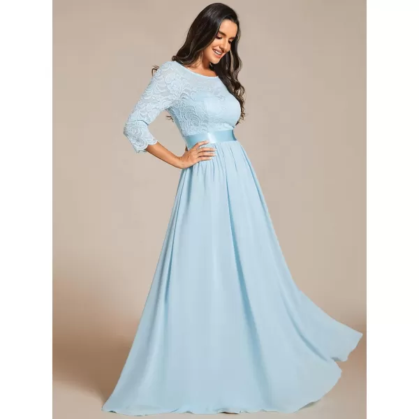 imageEverPretty Womens Bridesmaid Dresses 34 Sleeve Empire Waist Maxi Mother of The Bride Dresses 07412Sky Blue