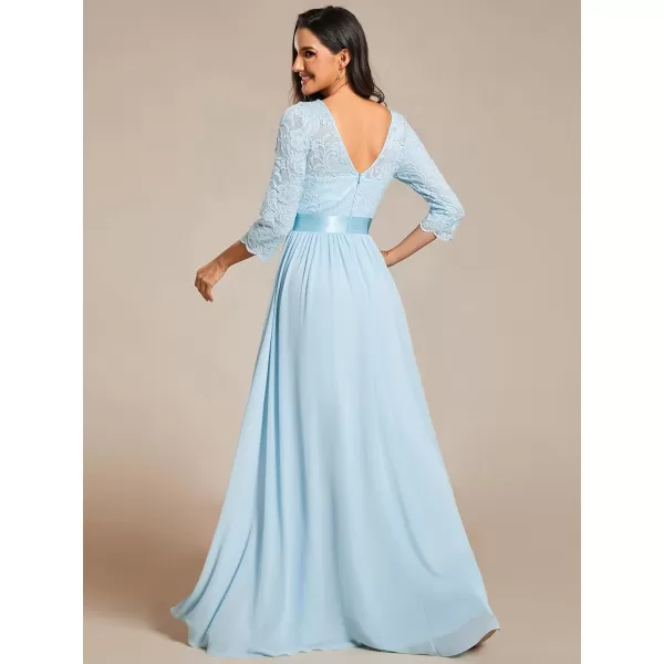 imageEverPretty Womens Bridesmaid Dresses 34 Sleeve Empire Waist Maxi Mother of The Bride Dresses 07412Sky Blue