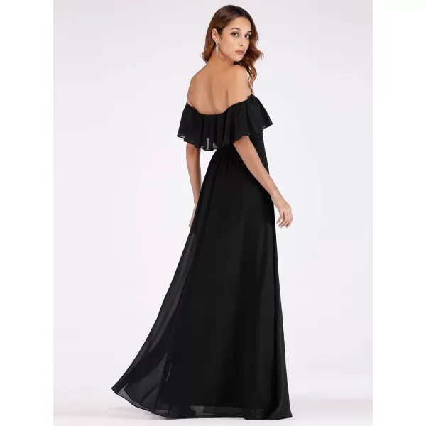 imageEverPretty Womens Off The Shoulder Bridesmaid Dresses Side Split Beach Maxi Formal Dress 00968Black