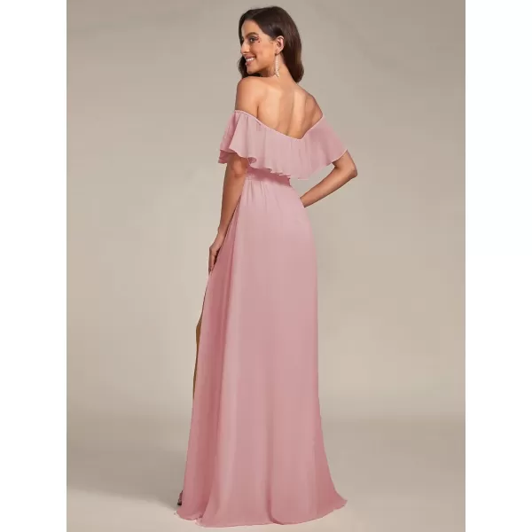 imageEverPretty Womens Off The Shoulder Bridesmaid Dresses Side Split Beach Maxi Formal Dress 00968Dusty Rose