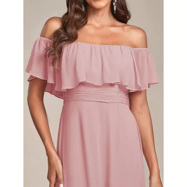 imageEverPretty Womens Off The Shoulder Bridesmaid Dresses Side Split Beach Maxi Formal Dress 00968Dusty Rose