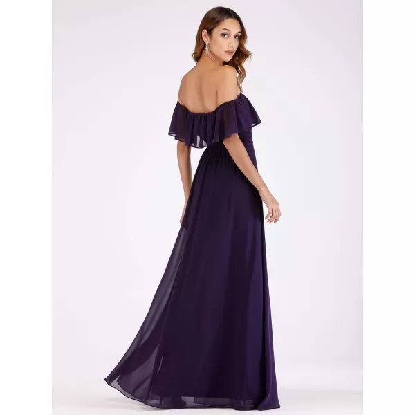 imageEverPretty Womens Off The Shoulder Bridesmaid Dresses Side Split Beach Maxi Formal Dress 00968Purple