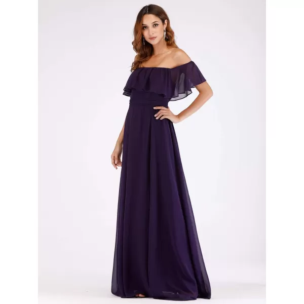 imageEverPretty Womens Off The Shoulder Bridesmaid Dresses Side Split Beach Maxi Formal Dress 00968Purple