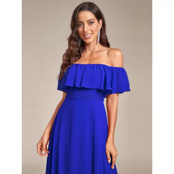 imageEverPretty Womens Off The Shoulder Bridesmaid Dresses Side Split Beach Maxi Formal Dress 00968Sapphire Blue