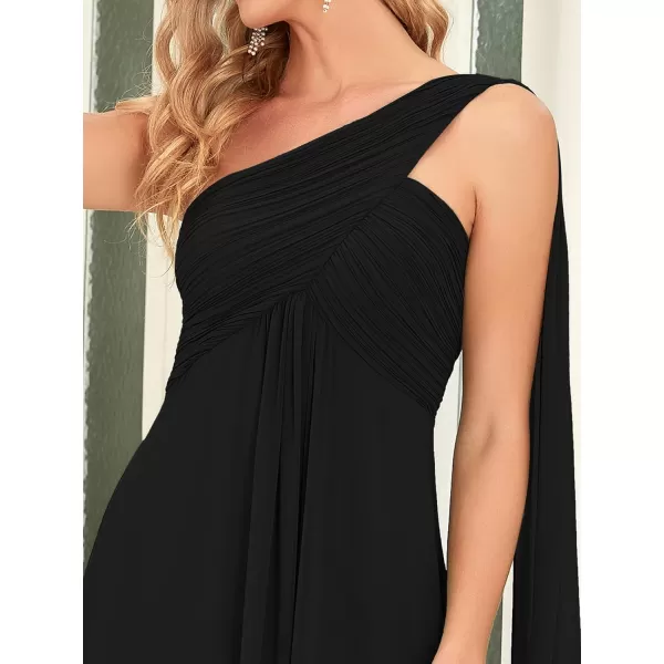 imageEverPretty Womens Summer OneShoulder Empire Waist Chiffon Pleated Maxi Formal Dress 09816Black