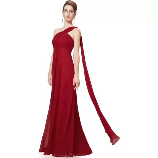 imageEverPretty Womens Summer OneShoulder Empire Waist Chiffon Pleated Maxi Formal Dress 09816Burgundy